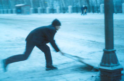 Cleaning snow in Samara city