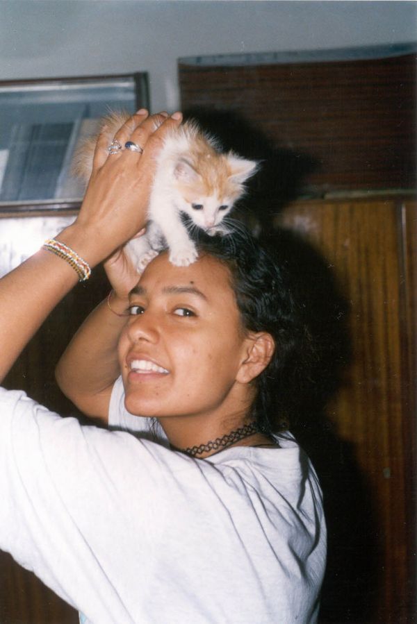 with a cat
